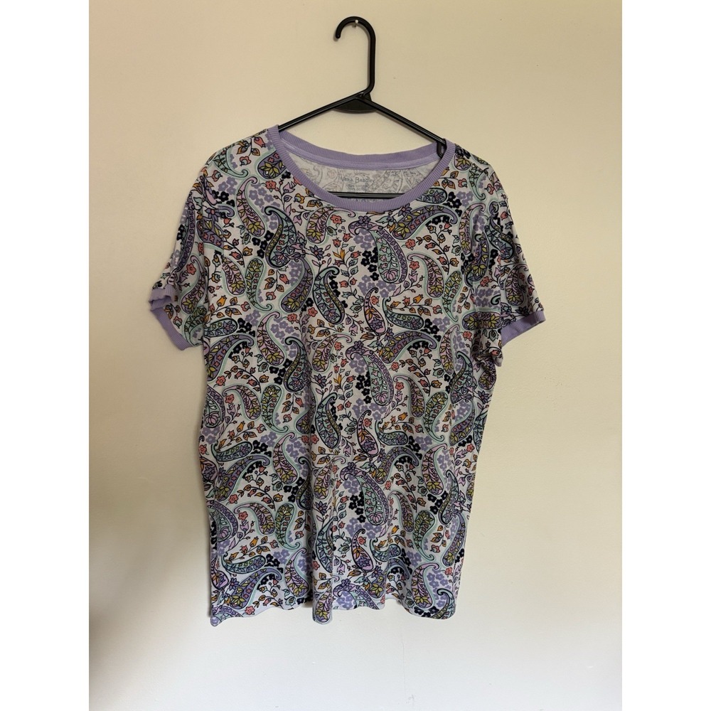 Vera Bradley Lavender Paisley Ringer Tee with Multicolor Motifs